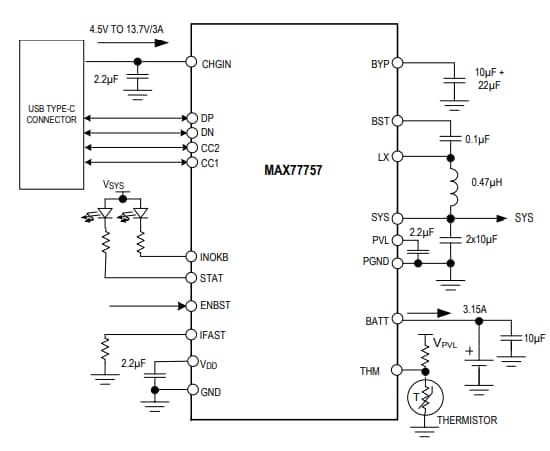 框图 - Analog Devices / Maxim Integrated MAX77757评估套件